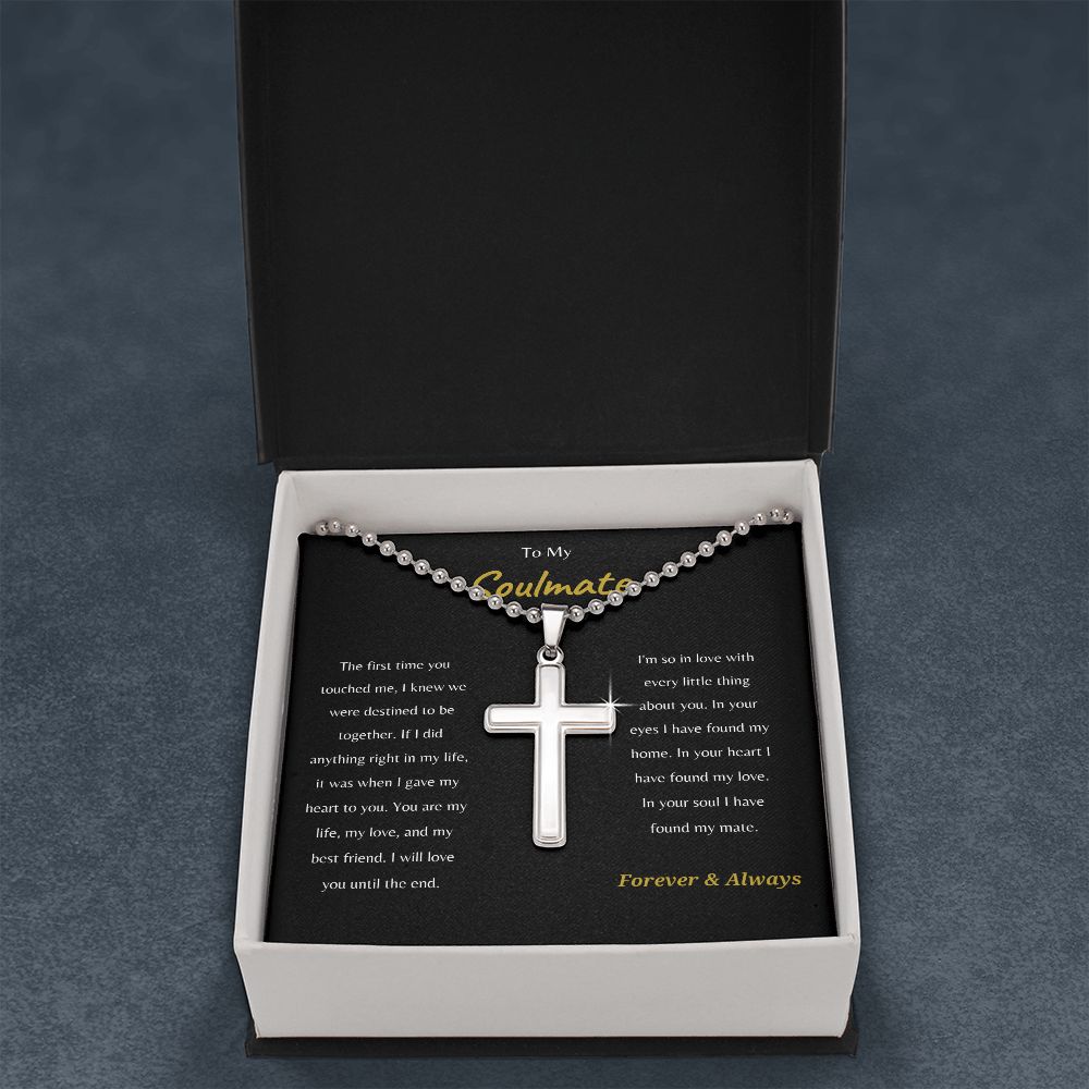 To My Soulmate | Ball Chain Cross Necklace