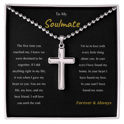 To My Soulmate | Ball Chain Cross Necklace