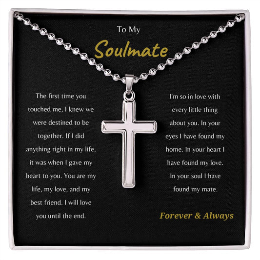 To My Soulmate | Ball Chain Cross Necklace