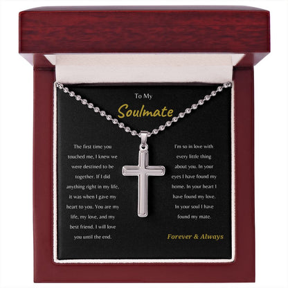 To My Soulmate | Ball Chain Cross Necklace