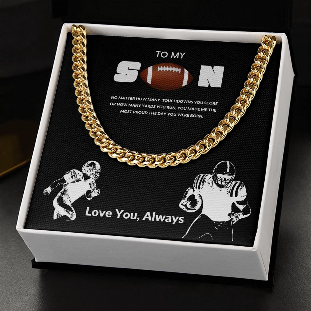 To My Son Football | Cuban Link Chain