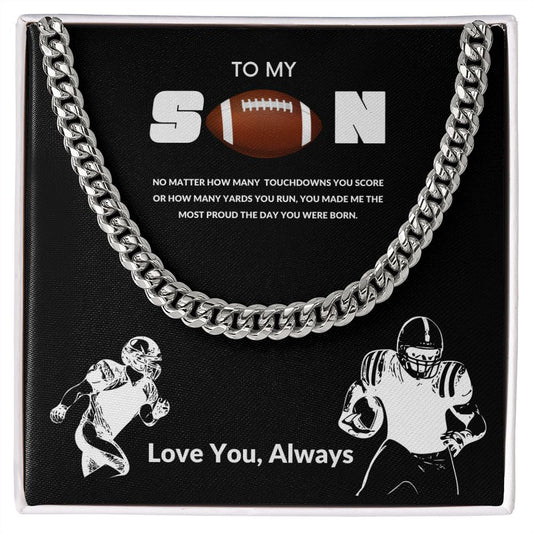 To My Son Football | Cuban Link Chain